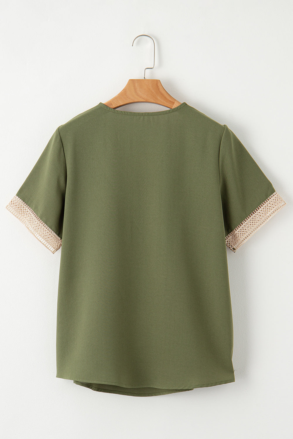 Shauna Lace Trim V Neck Short Sleeve Blouse