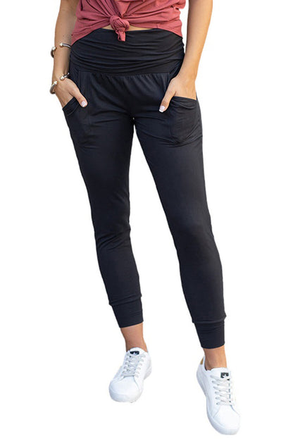 Pleated Waistband Jogger Leggings