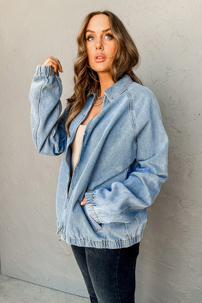 Andy Oversized Denim Zip Up Jacket