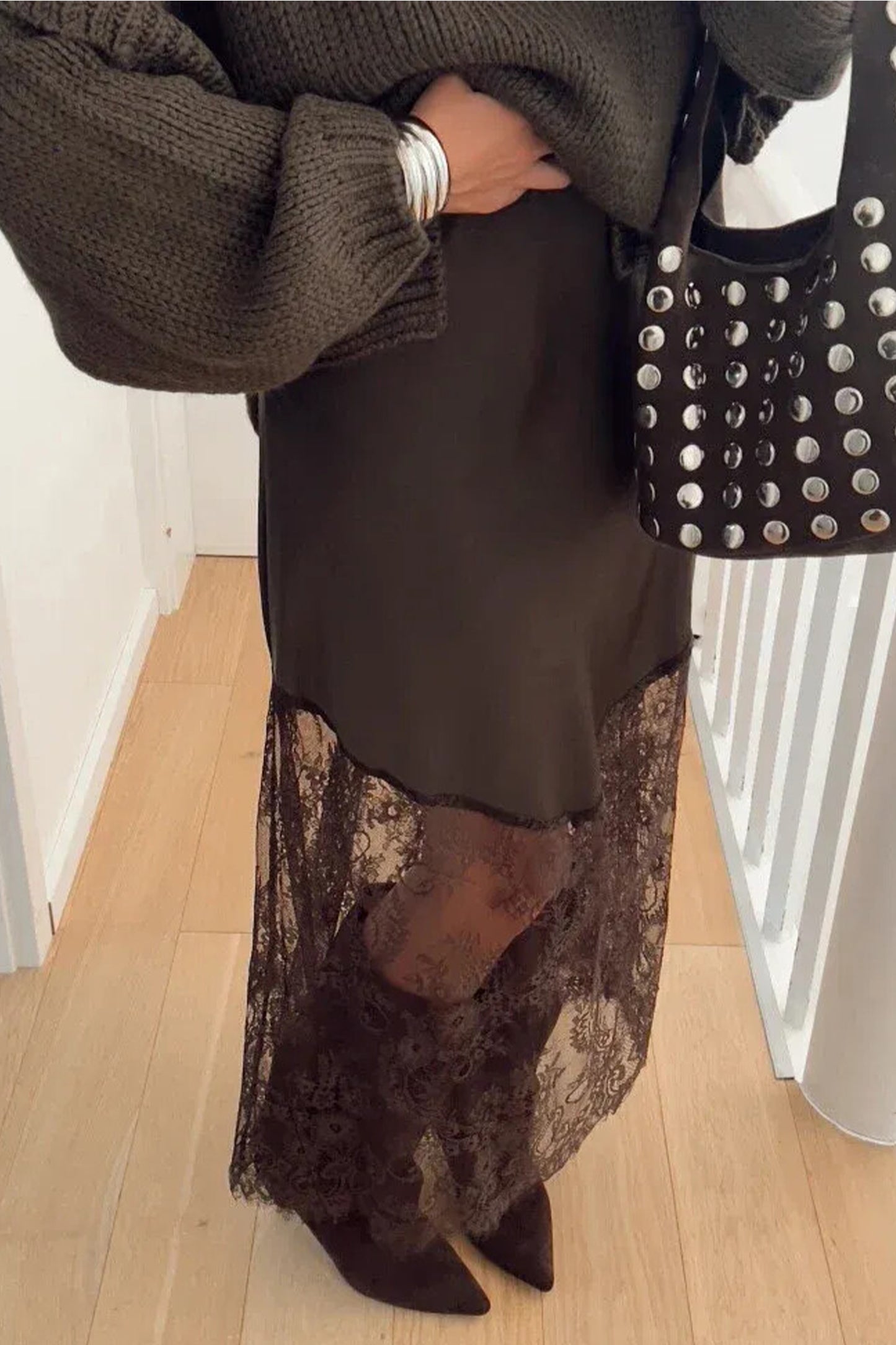 Alyssa Dark Brown Lace Skirt