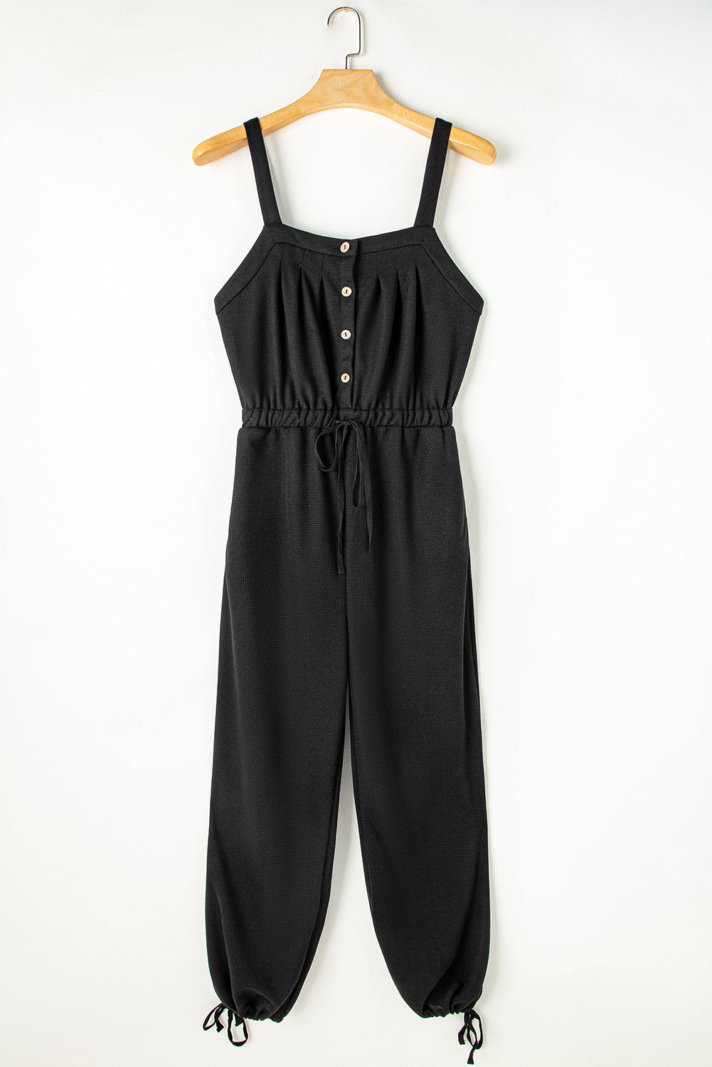 Crystal Textured Drawstring Sleeveless Jumpsuit