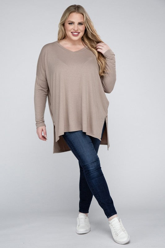 Curvy Ashley Loose Fitting Long Sleeve Top