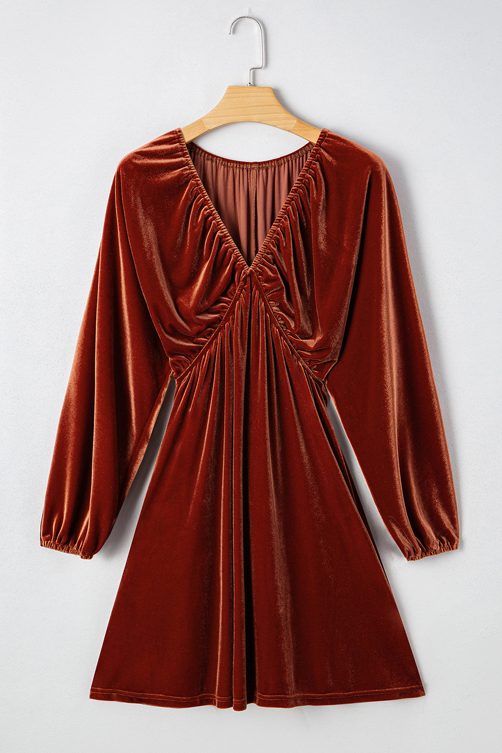 Miranda Velvet V Neck Long Sleeve Dress