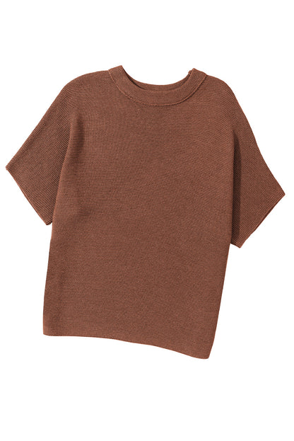 Dolman Mock Neck Short Sleeve Sweater