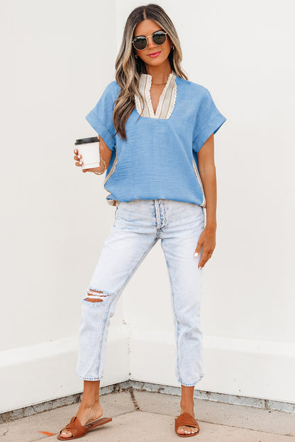 Serena Crochet Accent Summer Blouse