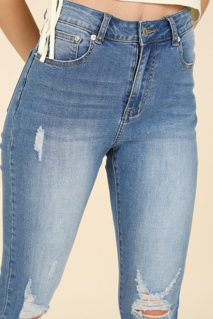 Medium Wash Distressed Skinny Jeans