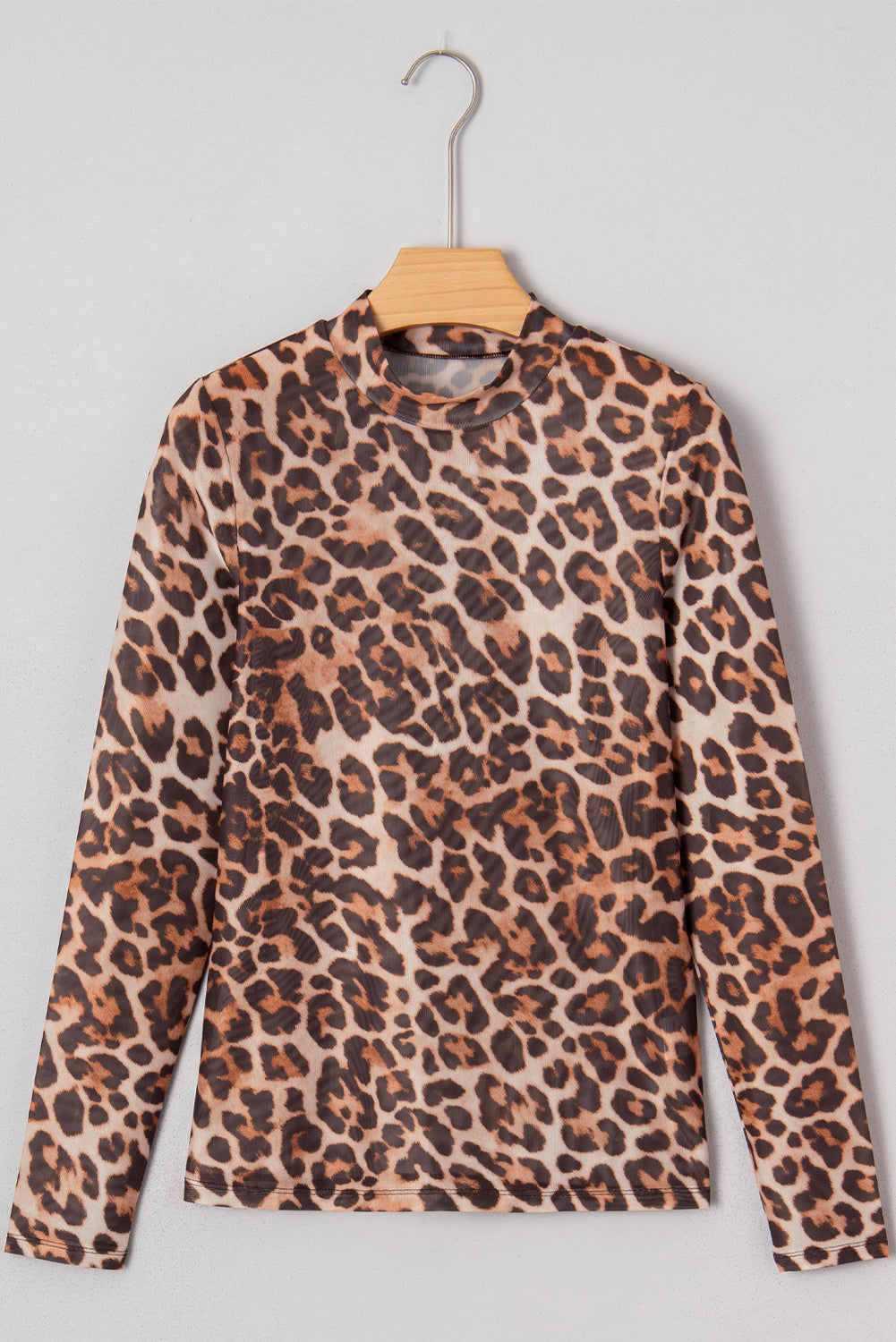 Safari Mock Neck Leopard Mesh Top