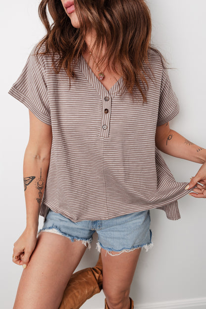 Hudson Stripe Buttoned Breezy Top
