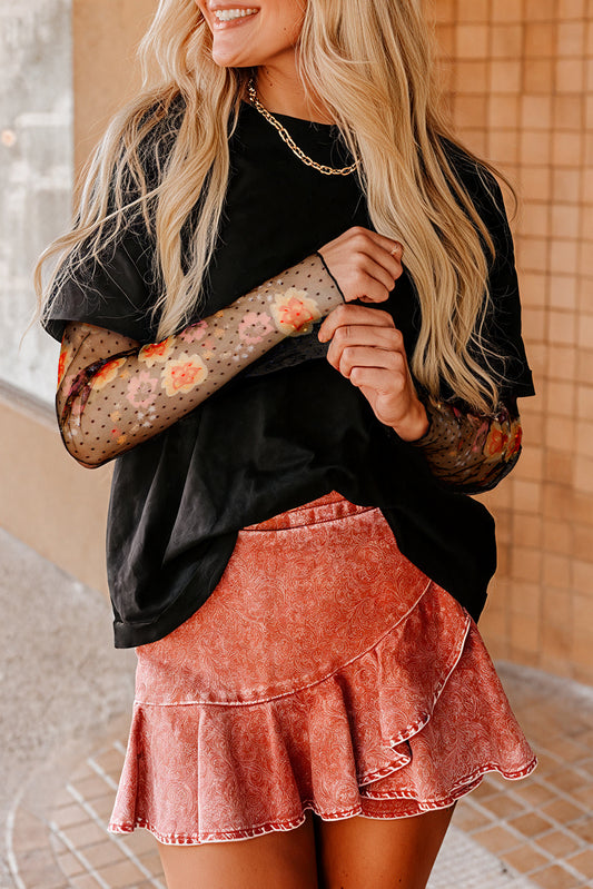 Veronica Mesh Sleeve Faux 2-piece Top