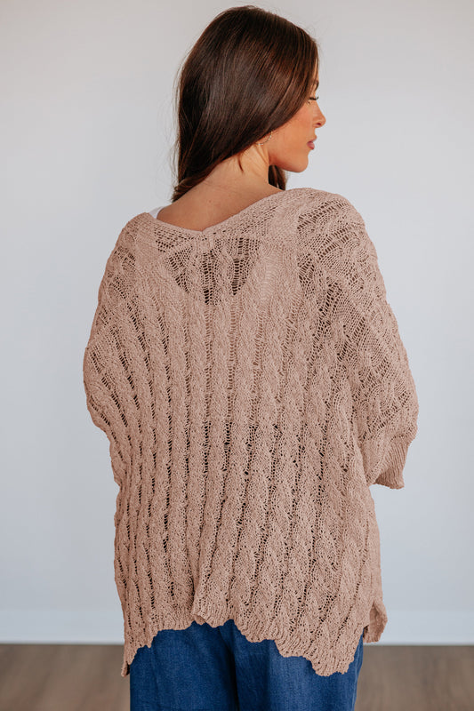 Carly Crochet Knit Open Front Cardigan