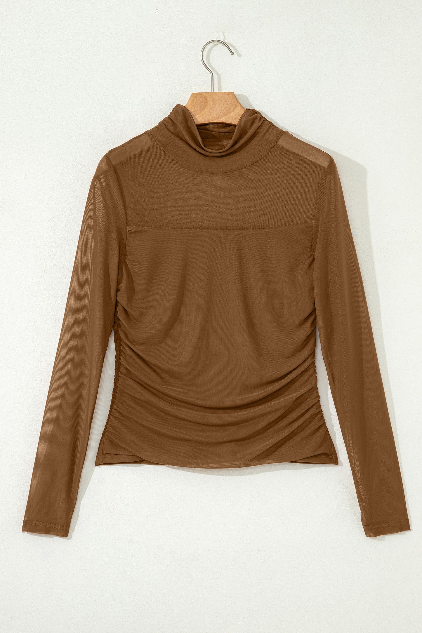 Influencer Mesh Sleeve Mock Neck Top