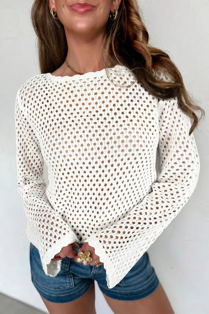 Joy Eyelet Scalloped Trim Bell Sleeve