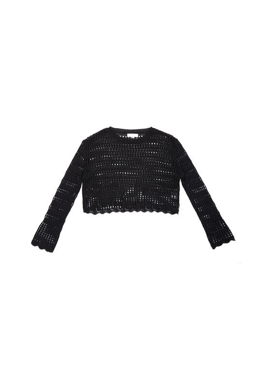 Black Crochet Knit Crop Top