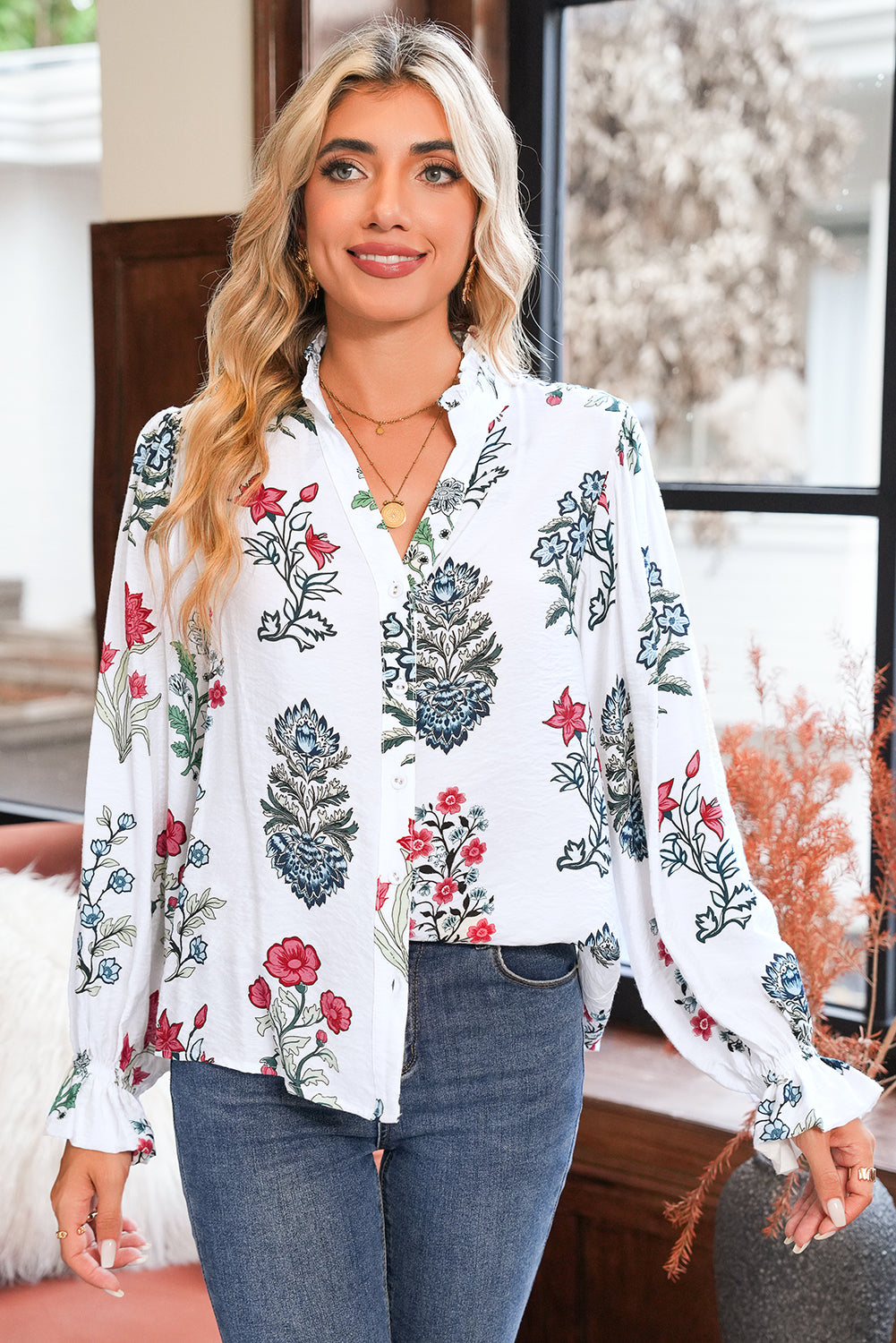 Beth Unique Floral Print Blouse