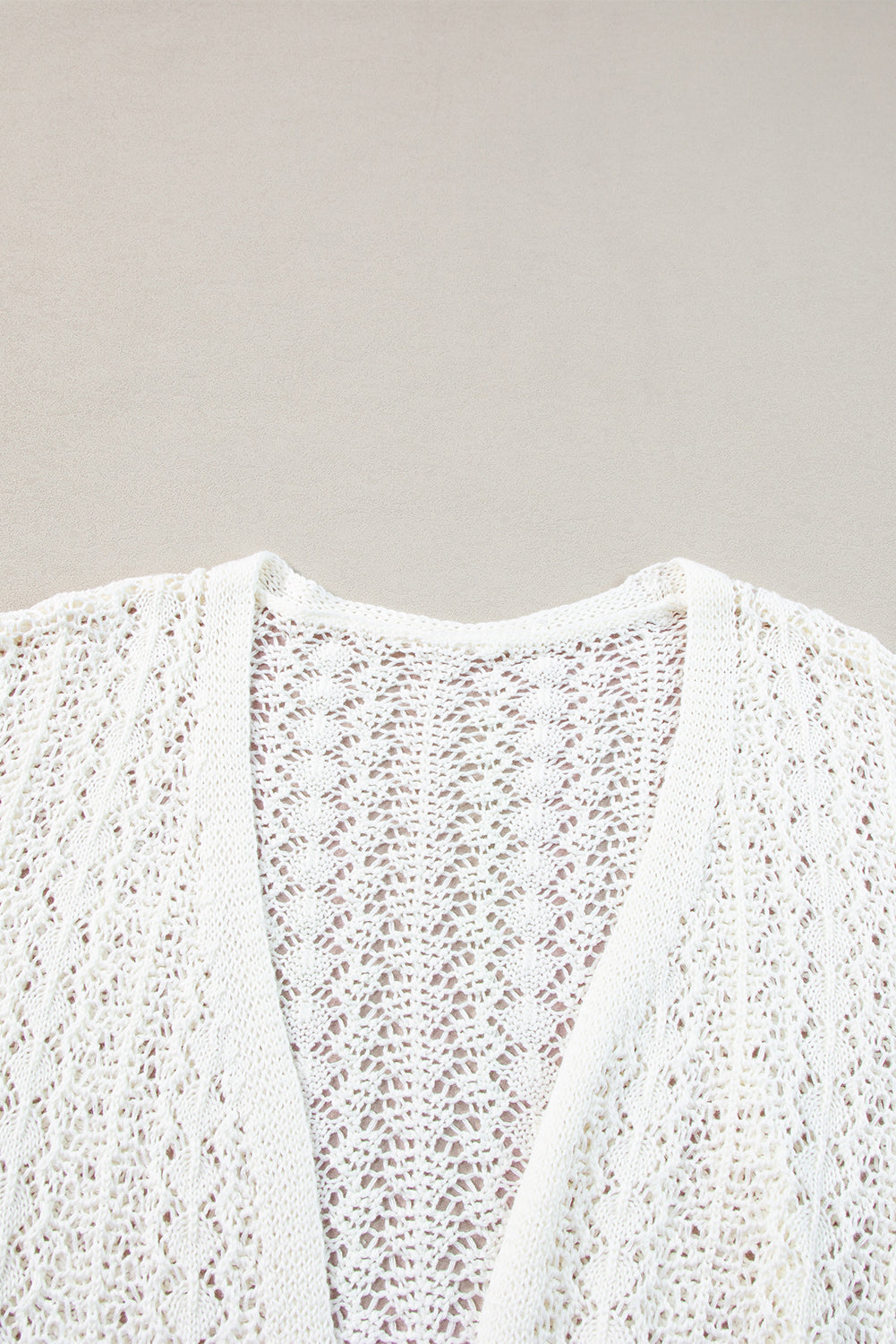 Crochet Knit Drop Shoulder Open Cardigan