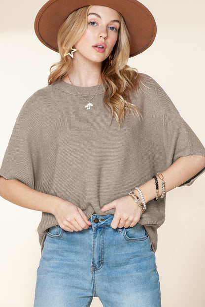 Dolman Mock Neck Short Sleeve Sweater