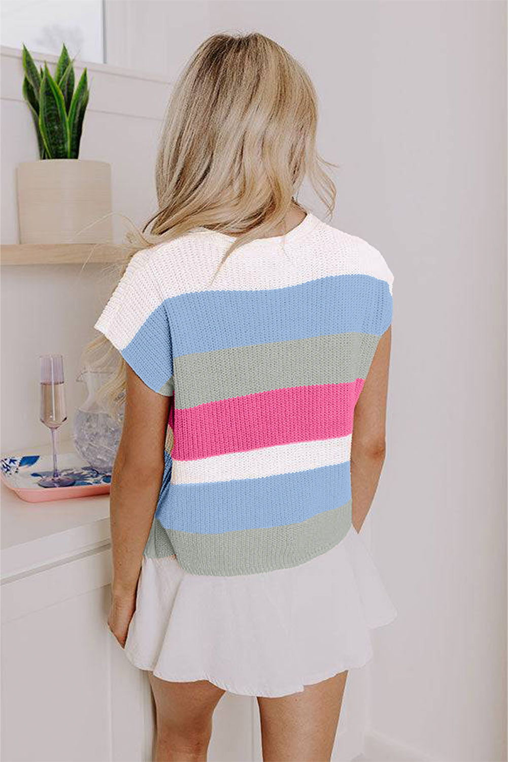 Isla Capsleeve Colorblock Knit Top
