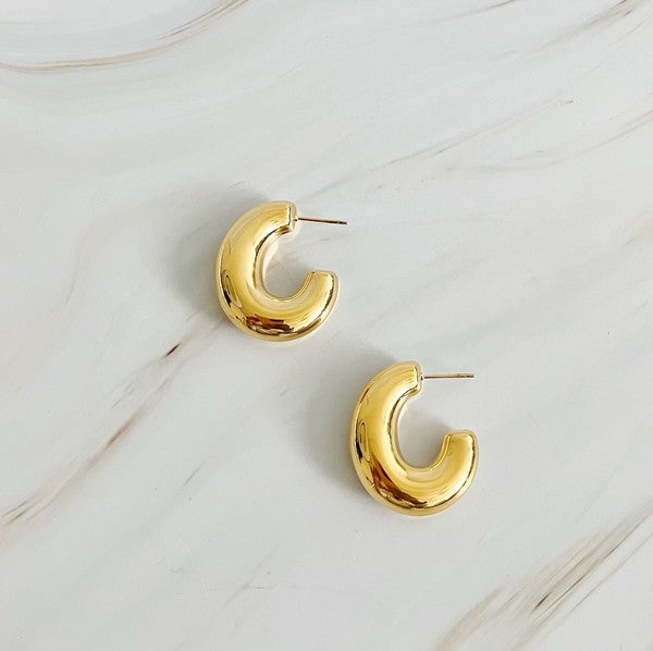 Golden Oval Hoop Earrings