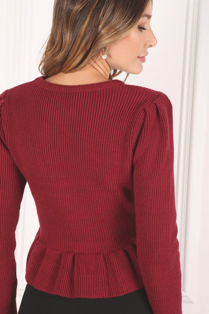 Date Night Peplum Sweater Top