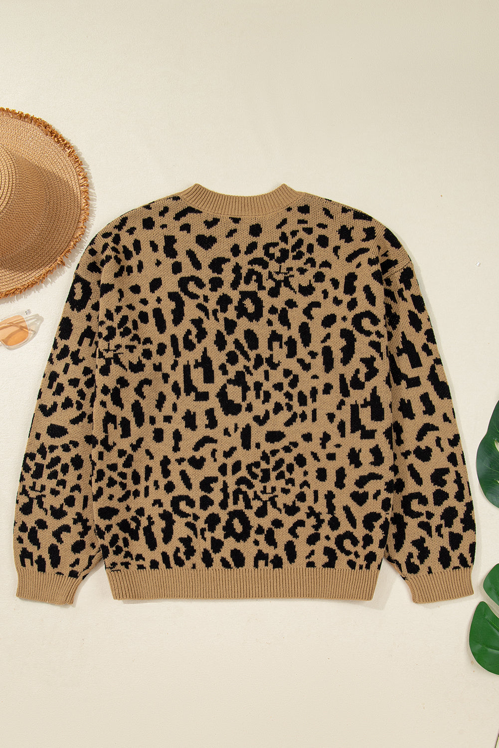 Leopard Slouchy Drop Shoulder Sweater