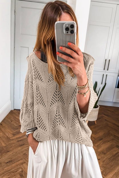 Angelina Crochet Half Sleeve Slouchy Sweater