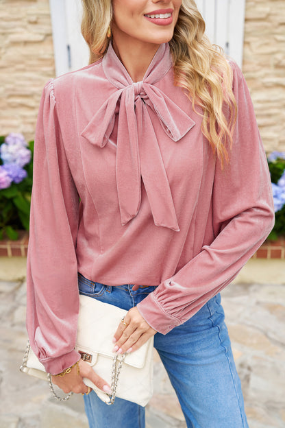 Sophie Velvet Ribbon Collar Blouse