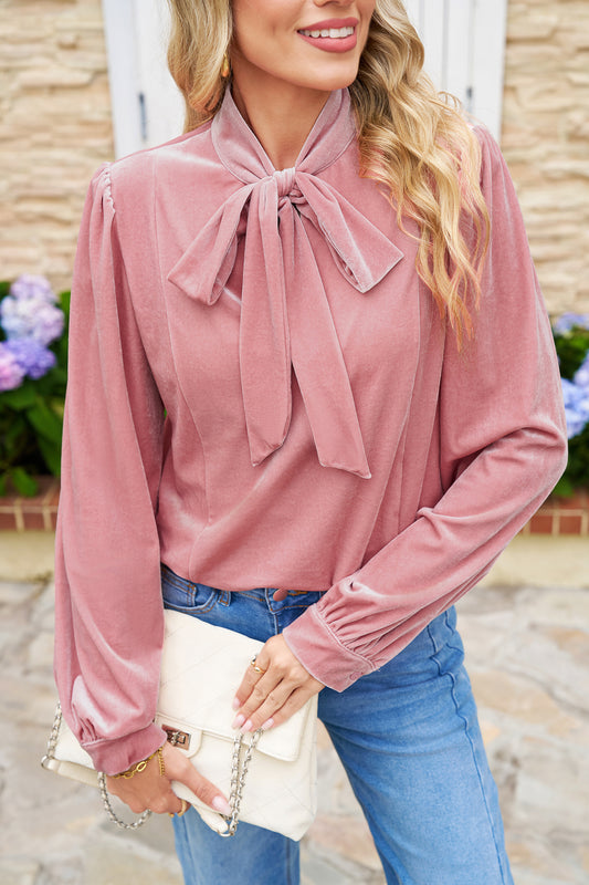 Sophie Velvet Ribbon Collar Blouse