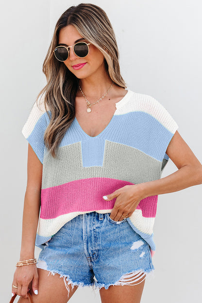 Isla Capsleeve Colorblock Knit Top