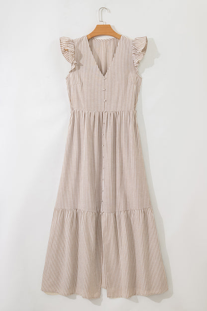 Hamptons Striped Button Maxi Dress