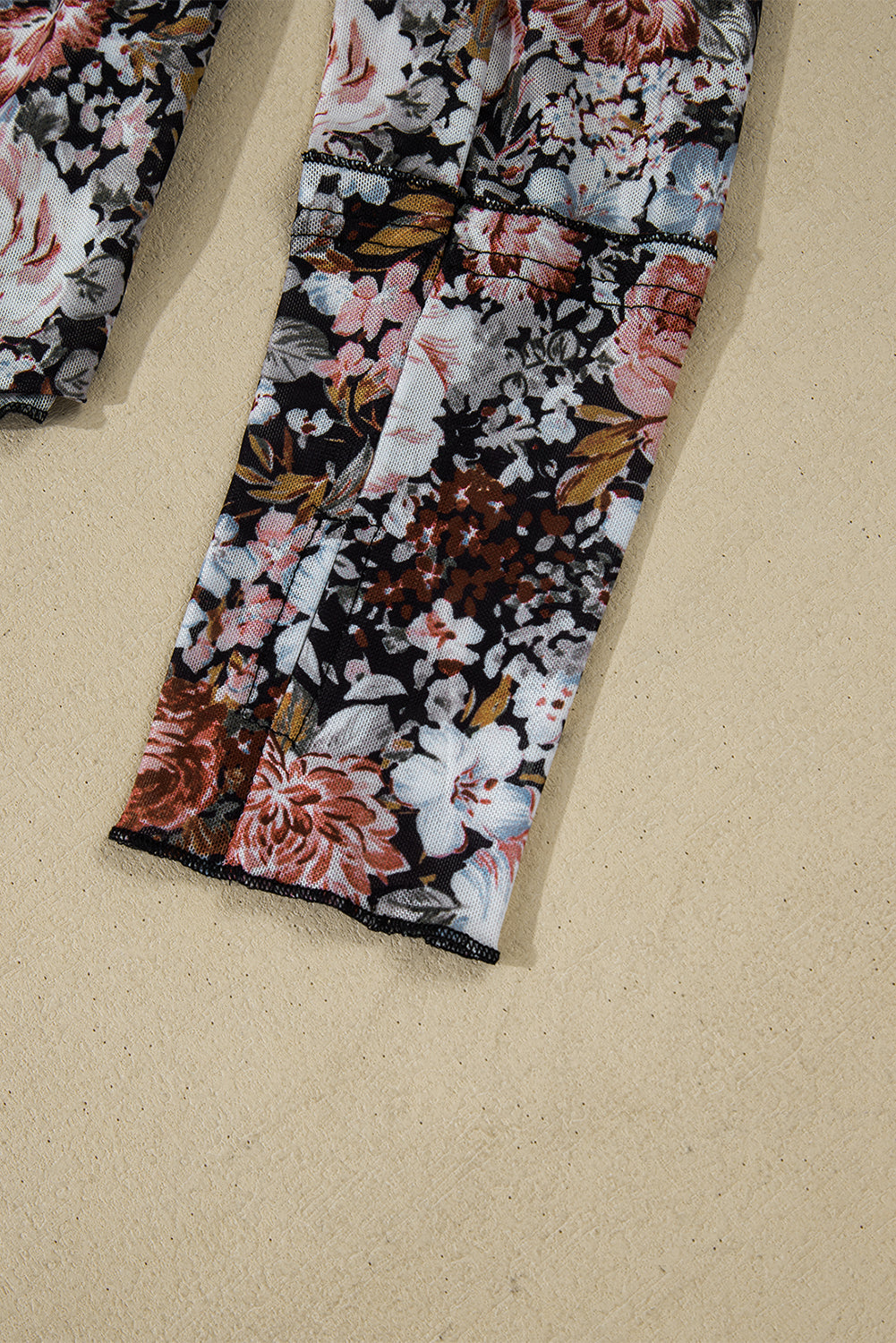 Mary Ellen Floral Print Mesh Mock Neck Top