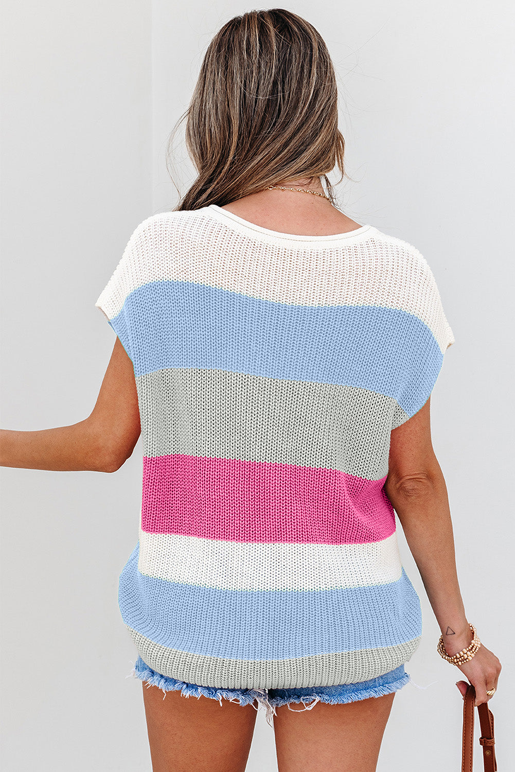 Isla Capsleeve Colorblock Knit Top