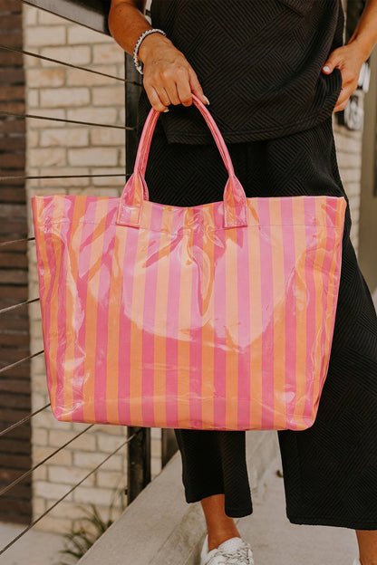 Glossy Summer Beach Vinyl Large Tote Bag