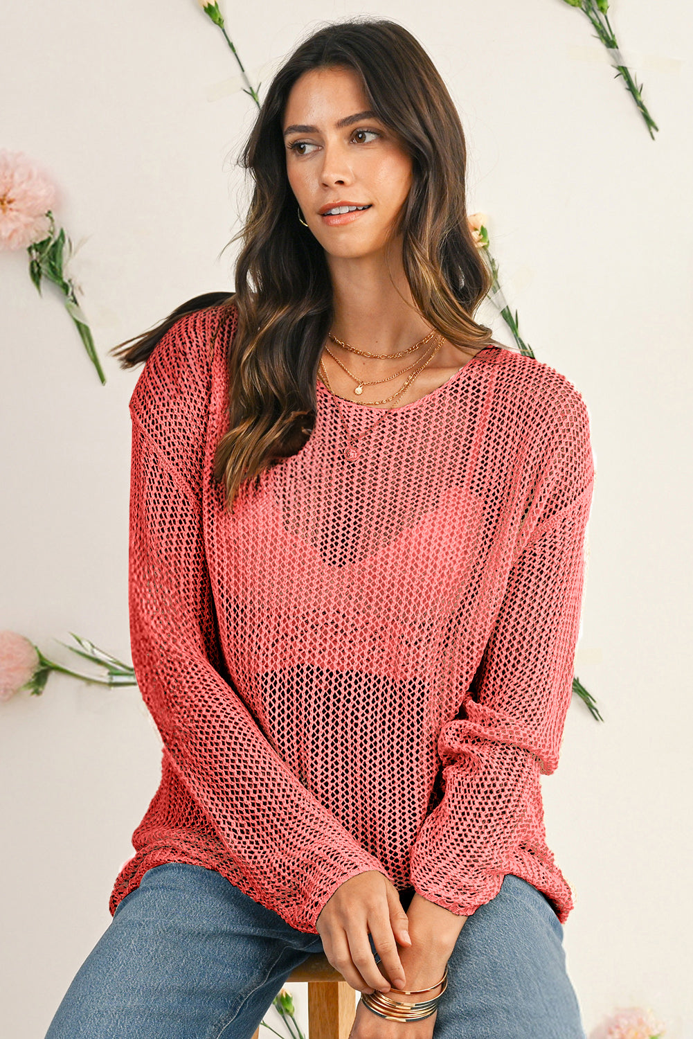Lynne Crochet Drop Shoulder Sweater