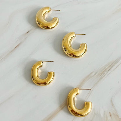 Golden Oval Hoop Earrings