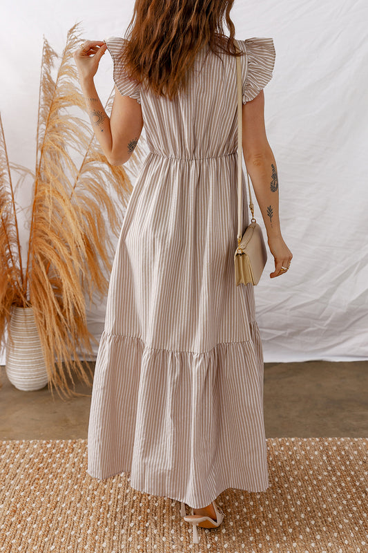 Hamptons Striped Button Maxi Dress