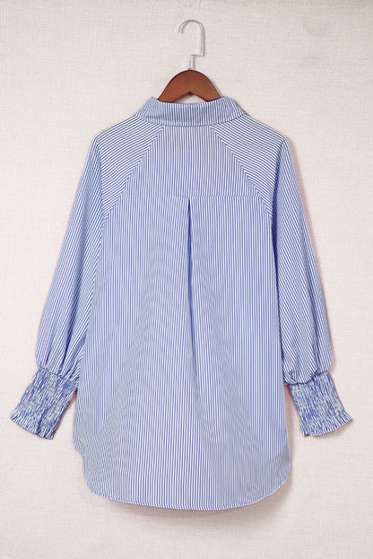 Sagamore Buttoned Striped Shirred Cuff Blouse