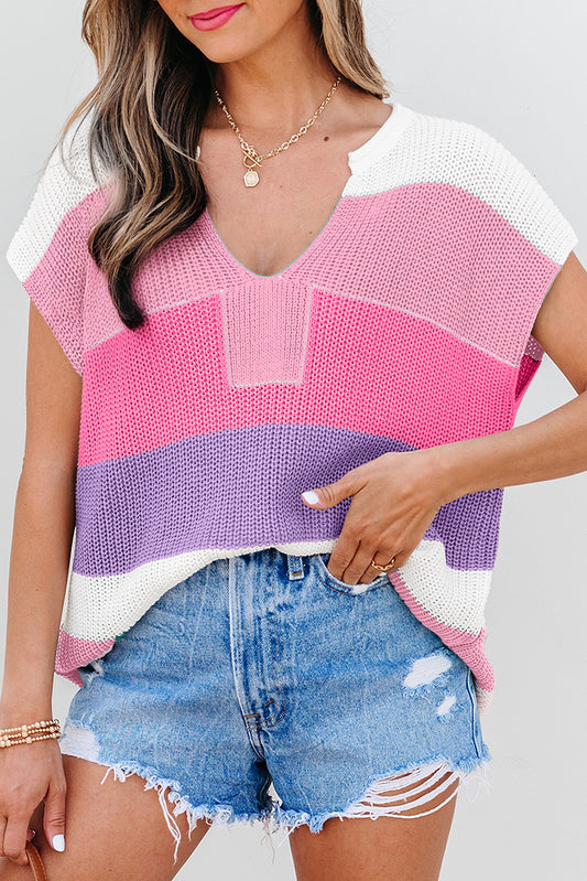 Isla Capsleeve Colorblock Knit Top
