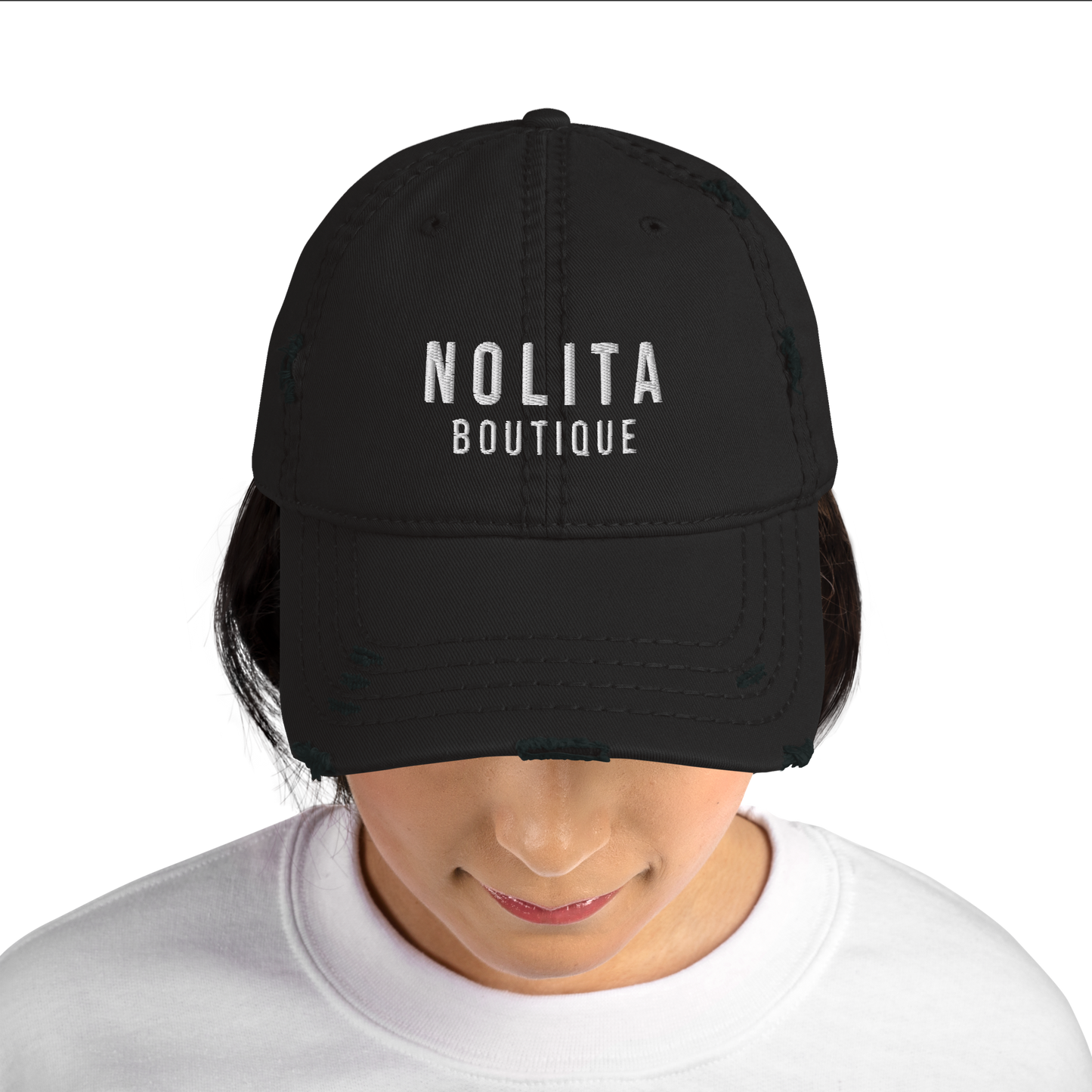 NOLITA Embroidered Logo Distressed Hat