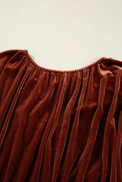 Miranda Velvet V Neck Long Sleeve Dress