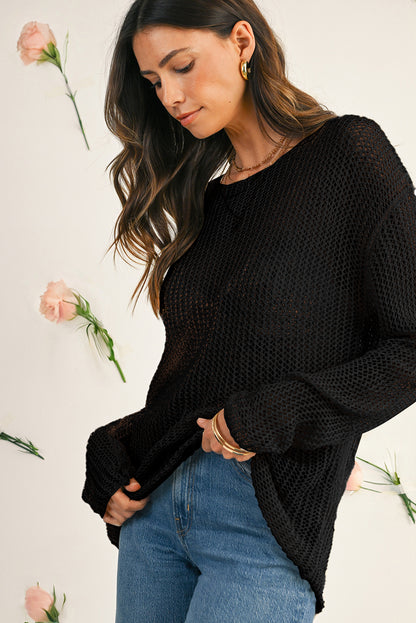 Lynne Crochet Drop Shoulder Sweater