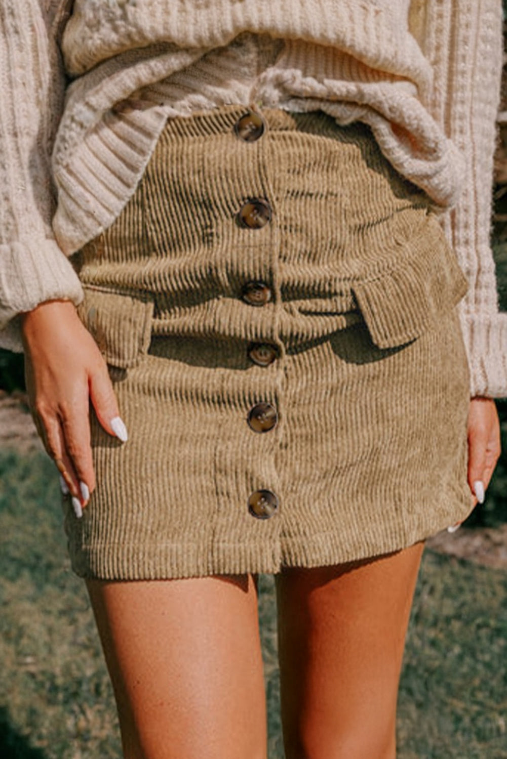Brandi Corduroy Buttoned Mini Skirt