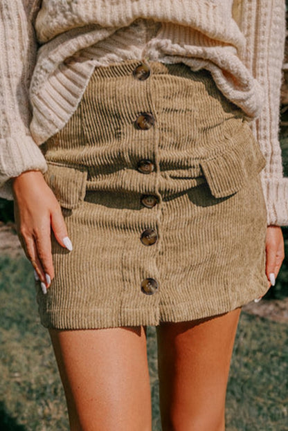 Brandi Corduroy Buttoned Mini Skirt