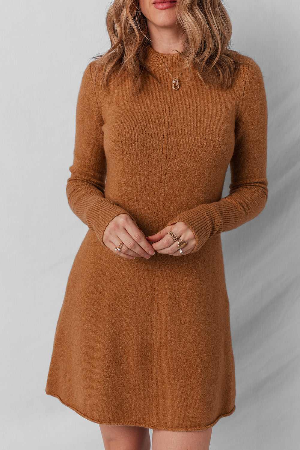 Cinnamon Ribbed Sweater Dress