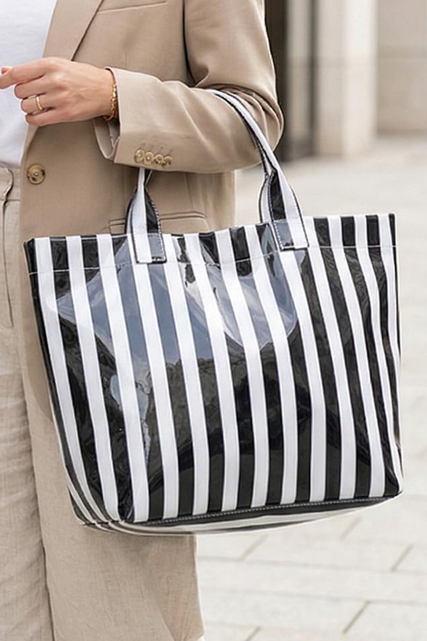 Glossy Summer Beach Vinyl Large Tote Bag