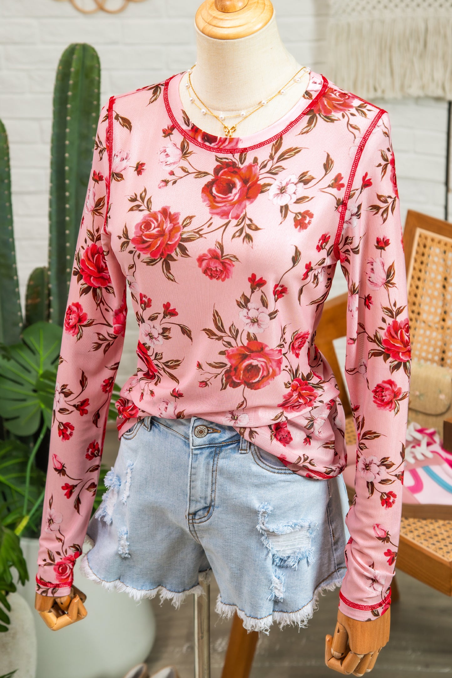 Donna Bouquet Mesh Long Sleeve