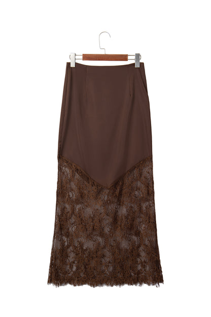 Alyssa Dark Brown Lace Skirt