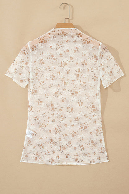 Ruth Short Sleeve Floral Mesh Top