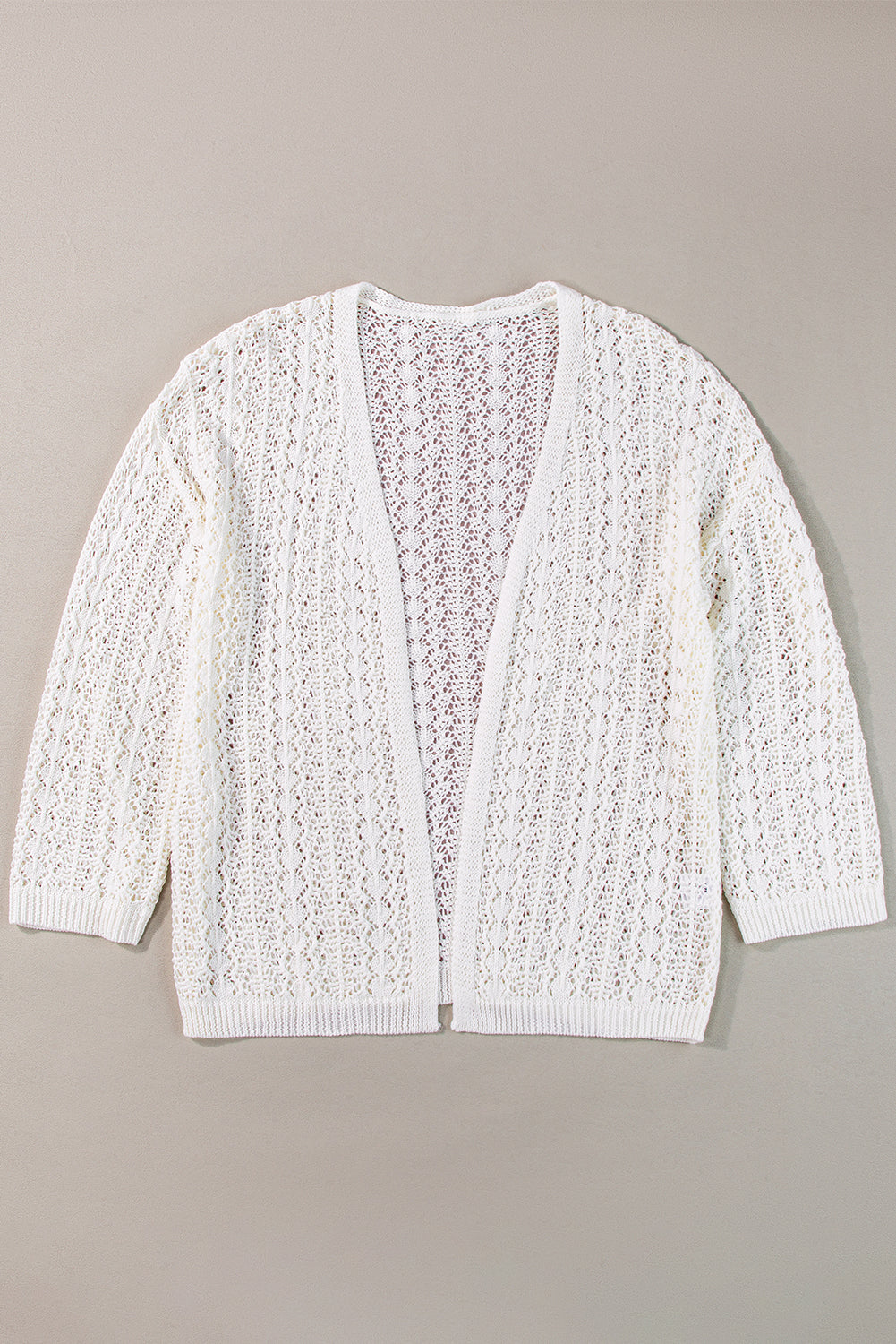 Crochet Knit Drop Shoulder Open Cardigan