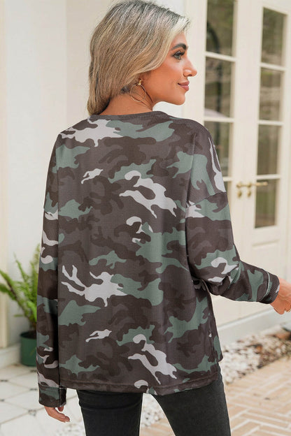Brooke Camouflage Crew Neck Top