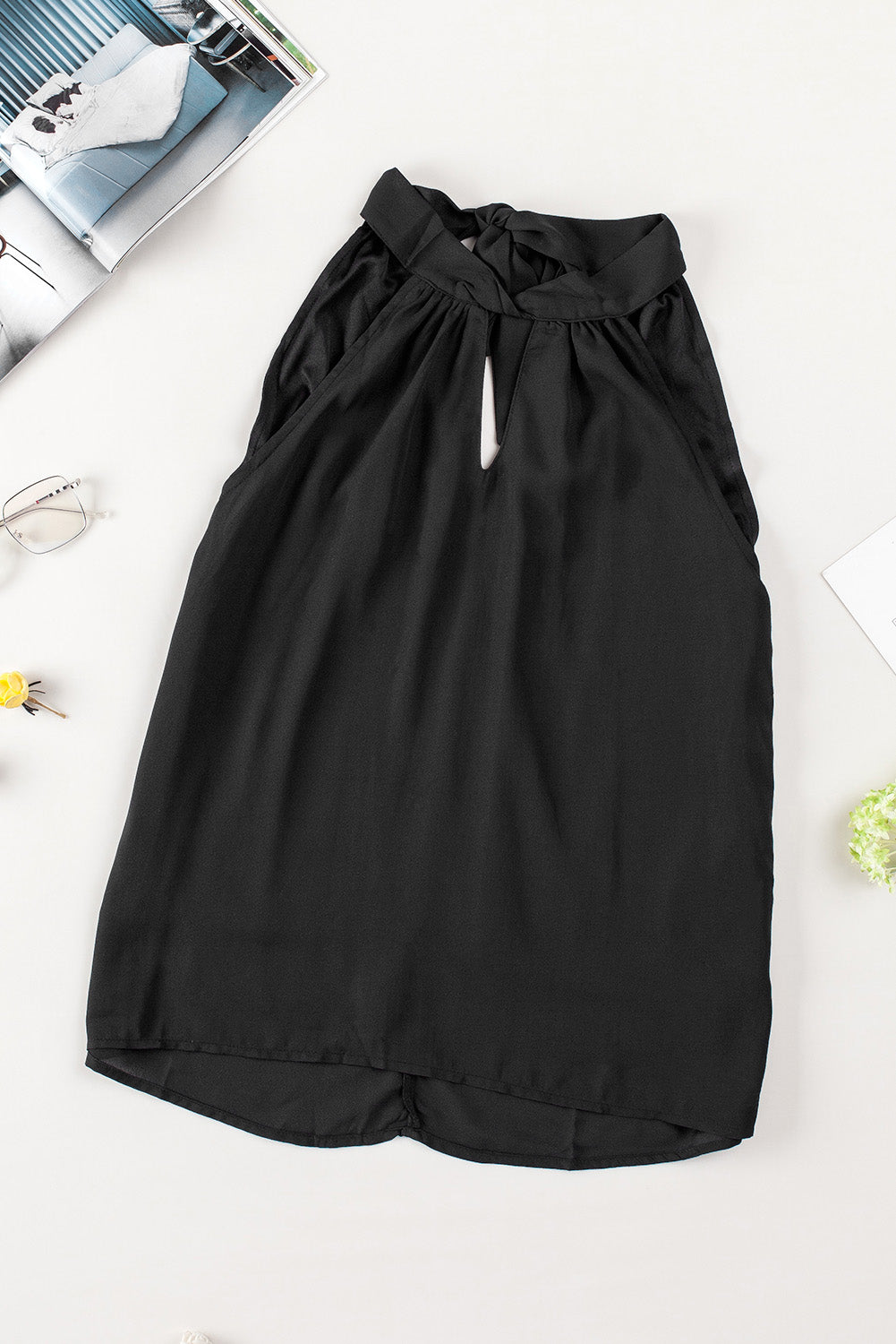 Trina Keyhole Sleeveless Halter Blouse
